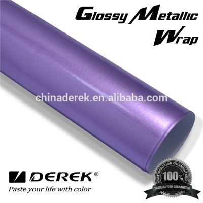 Air bubble free blue glossy metallic vinyl car body wrap with imported removable glue