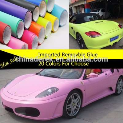 DERDK Automobiles Stretchable Car Stickers Matt Pink Car Vinyl Film Wrapping